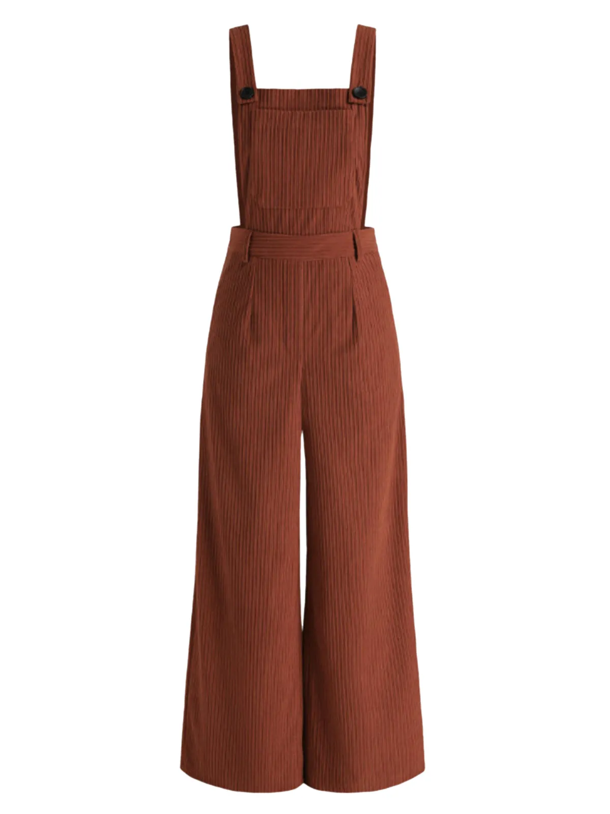 1960s Corduroy Wide-Leg Solid Jumpsuit