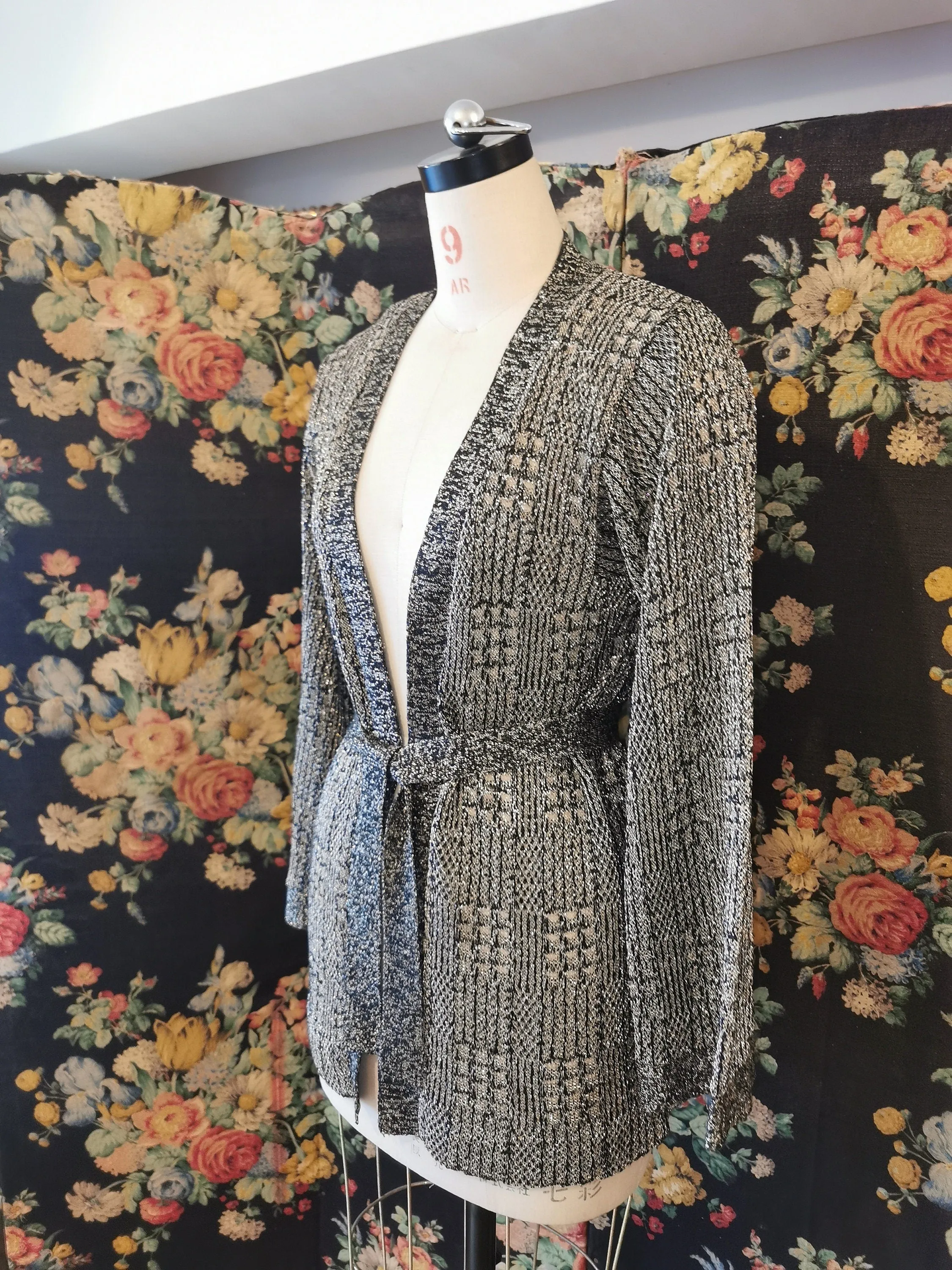 1970s black and silver cardigan