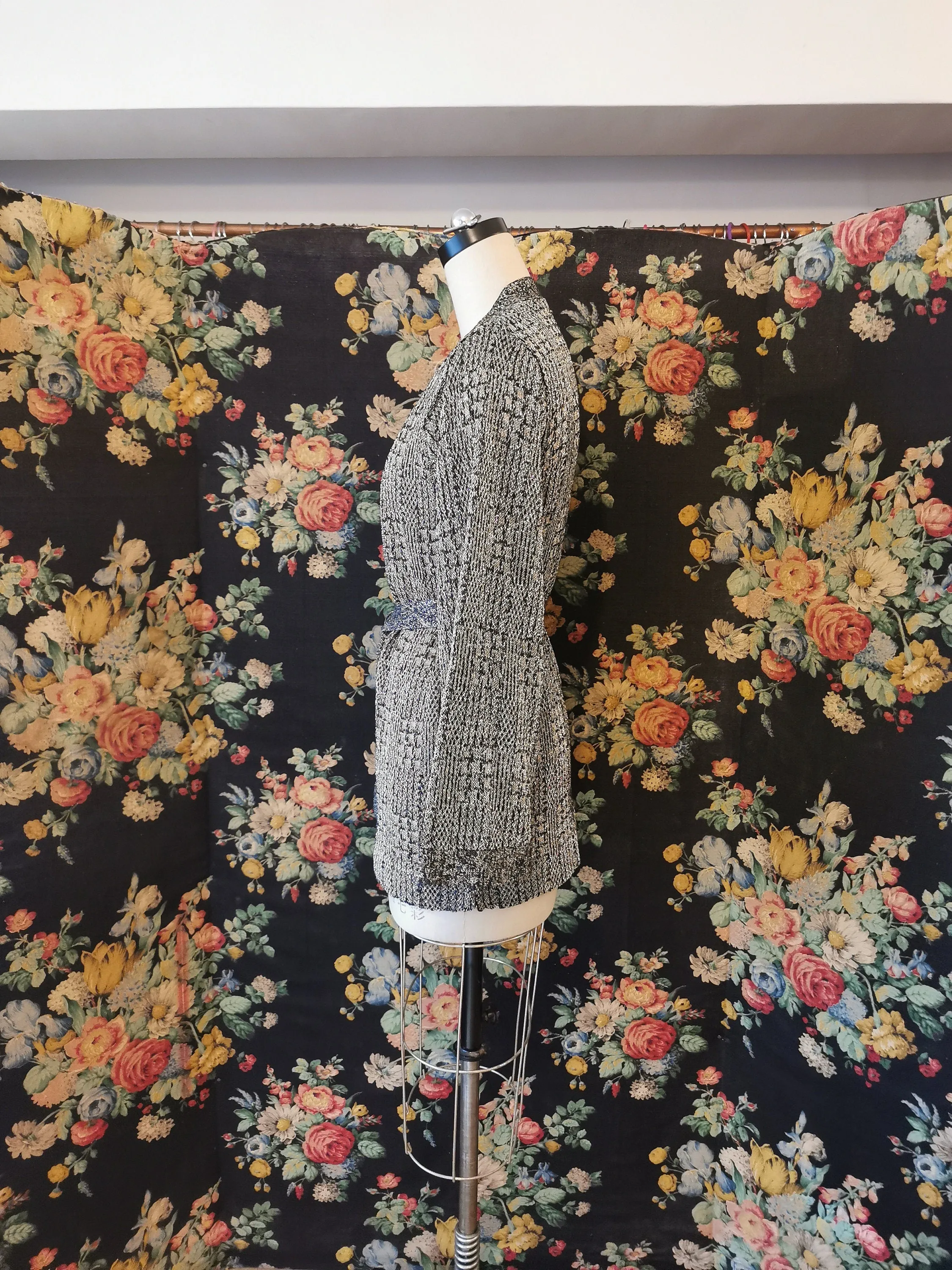 1970s black and silver cardigan