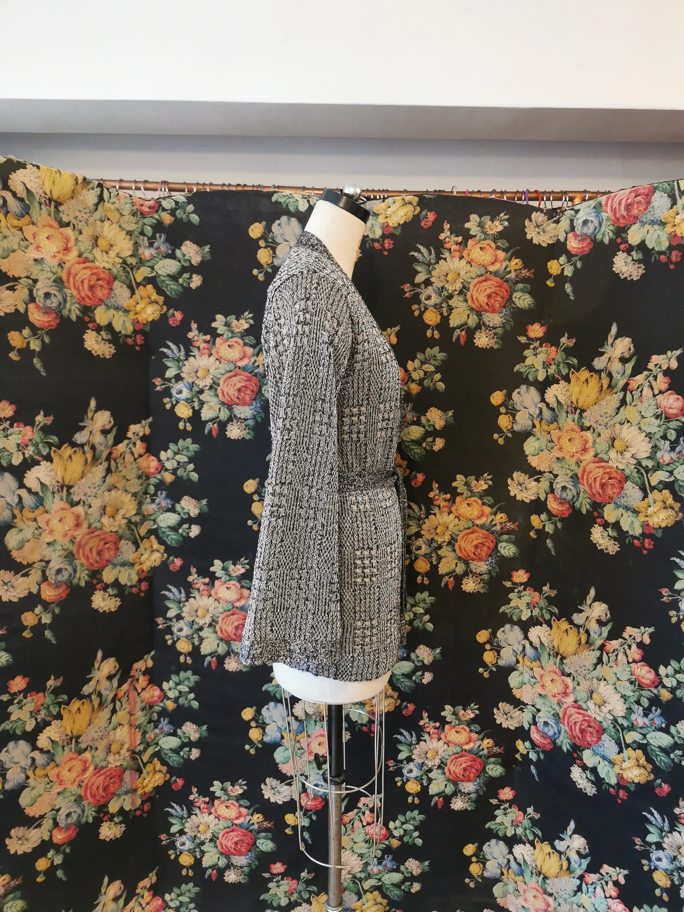 1970s black and silver cardigan