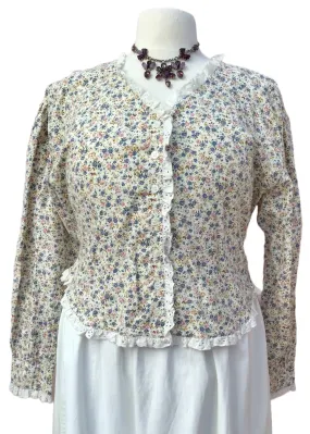 1970s Vintage Ditsy Floral Cotton Blouse Jacket • Dorothy Perkins • 42"