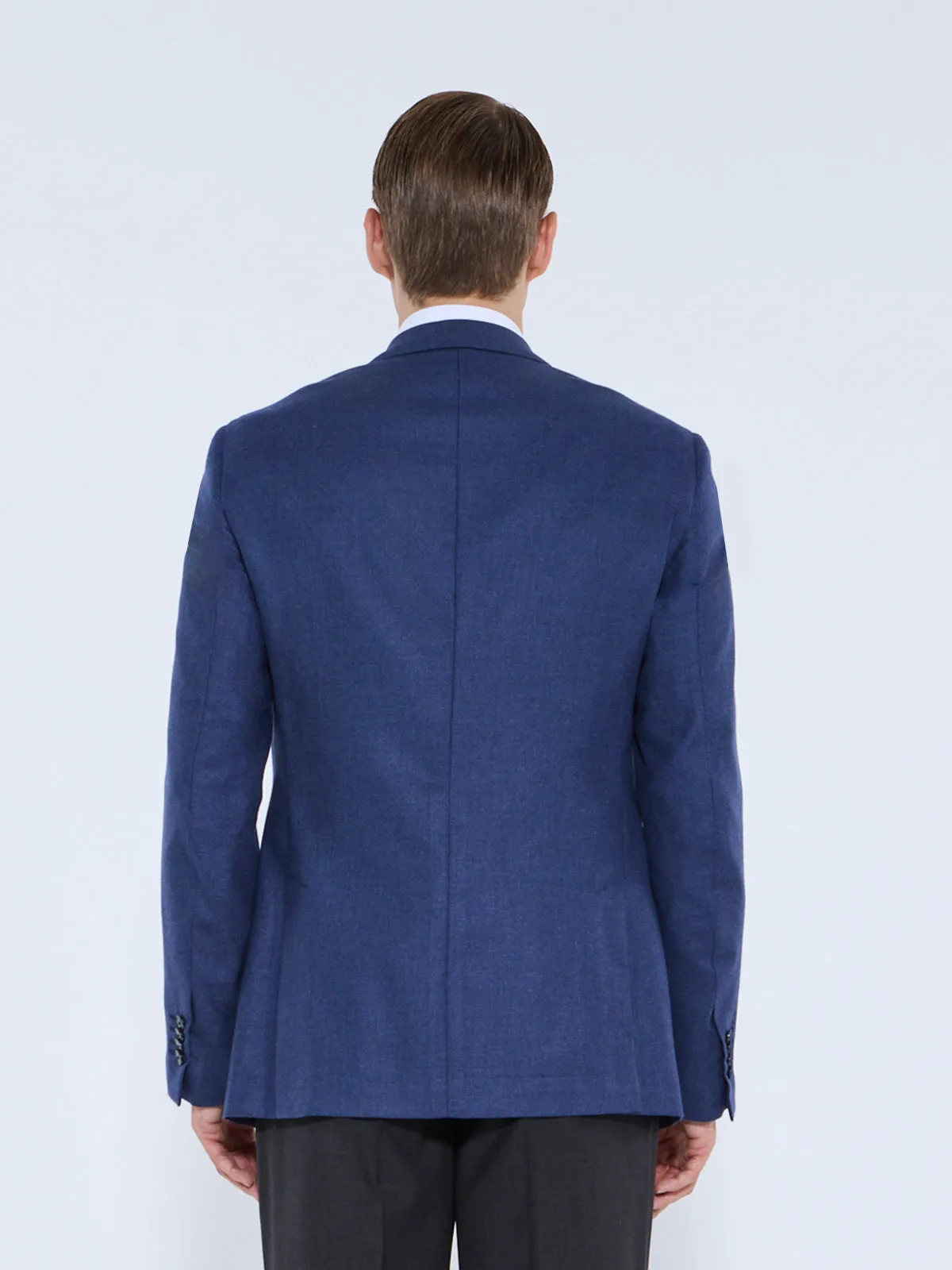 Adria Blazer - Indigo Silk & Wool Basketweave