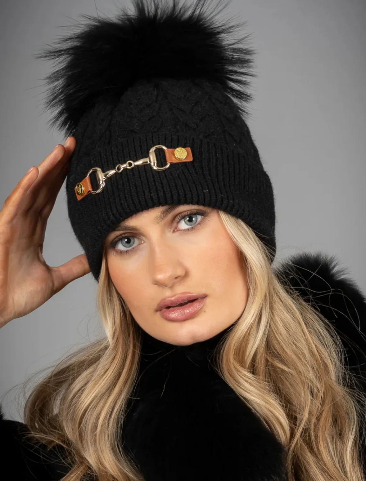 Angora and Cashmere Fur Pom Pom Hat