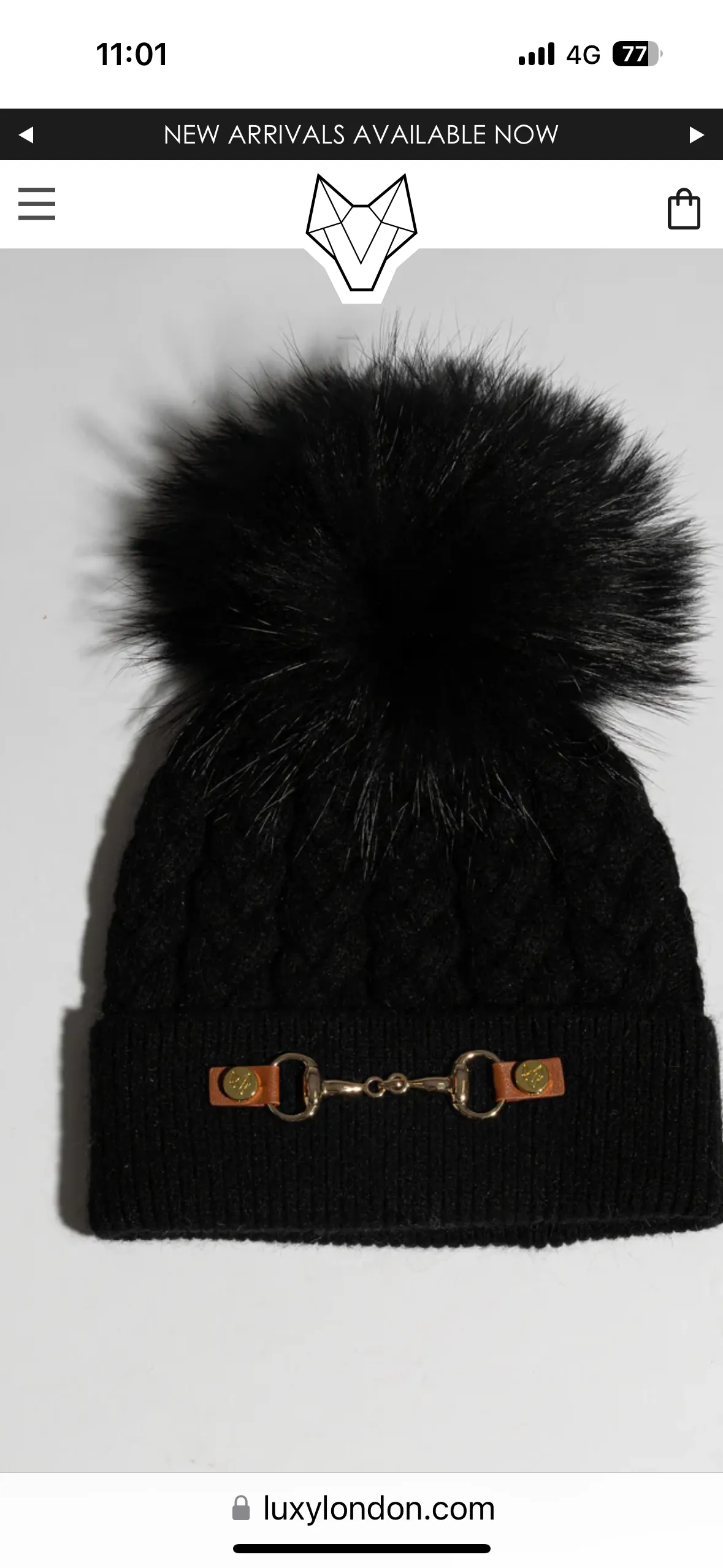 Angora and Cashmere Fur Pom Pom Hat