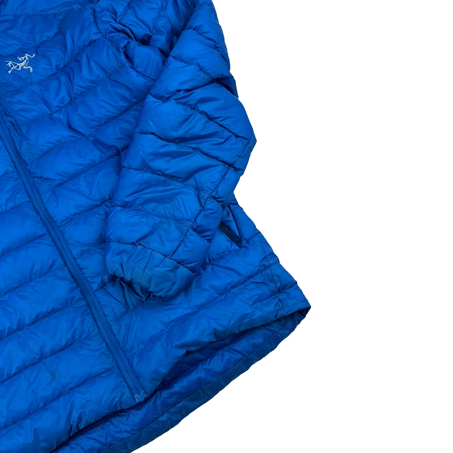 Arcteryx Blue Down Filled Zipped Hooded Jacket- Medium