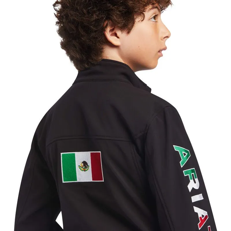 Ariat Childrens, Kids, Youth Team Softshell MEXICO Flag Colors Black Jacket