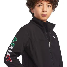 Ariat Childrens, Kids, Youth Team Softshell MEXICO Flag Colors Black Jacket