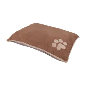 Aspenpet 80388 Knife Edge Pillow Pet Bed, 27 in L, 36 in W, Paw Print Pattern, Polyfill Fill, Dark Tan