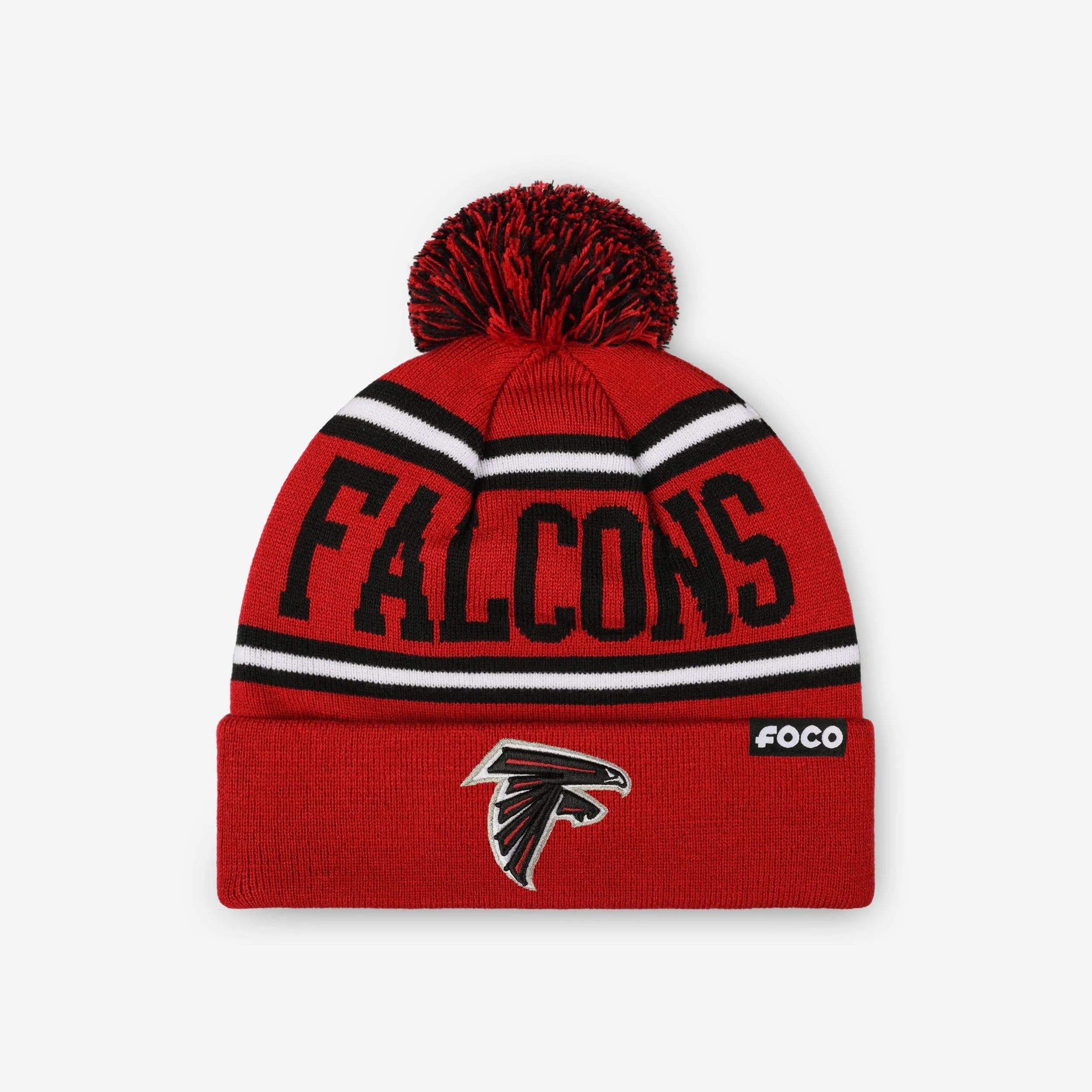 Atlanta Falcons Primary Logo Stripe Pom Beanie