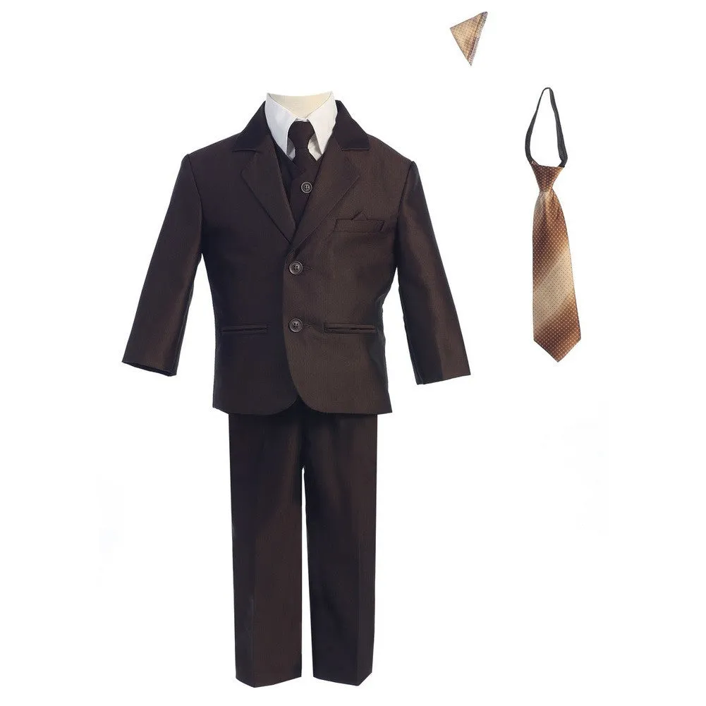 Baby Boys Brown Two-button Herringbone Pattern Special Occasion Suit 6-24M