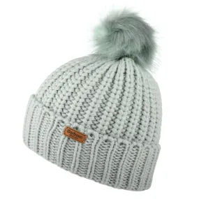 Barbour Hats Saltburn Faux Fur Pom Bobble Hat - Ice Blue