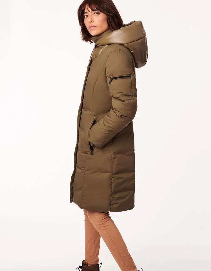 Bernardo Stretch Heavy Puffer with Shiny Hood Olive