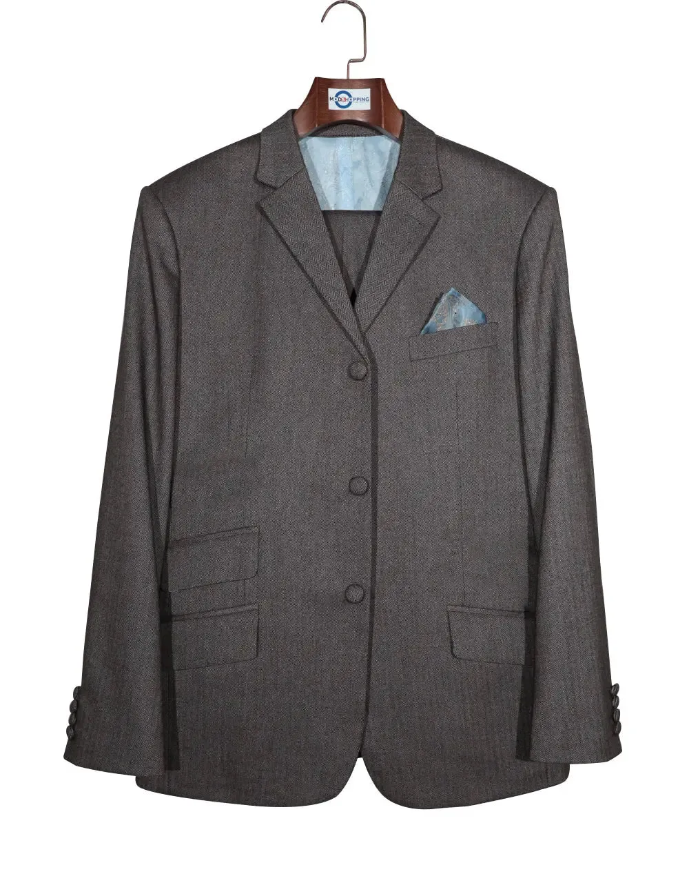 Brown Grey Herringbone Tweed Jacket