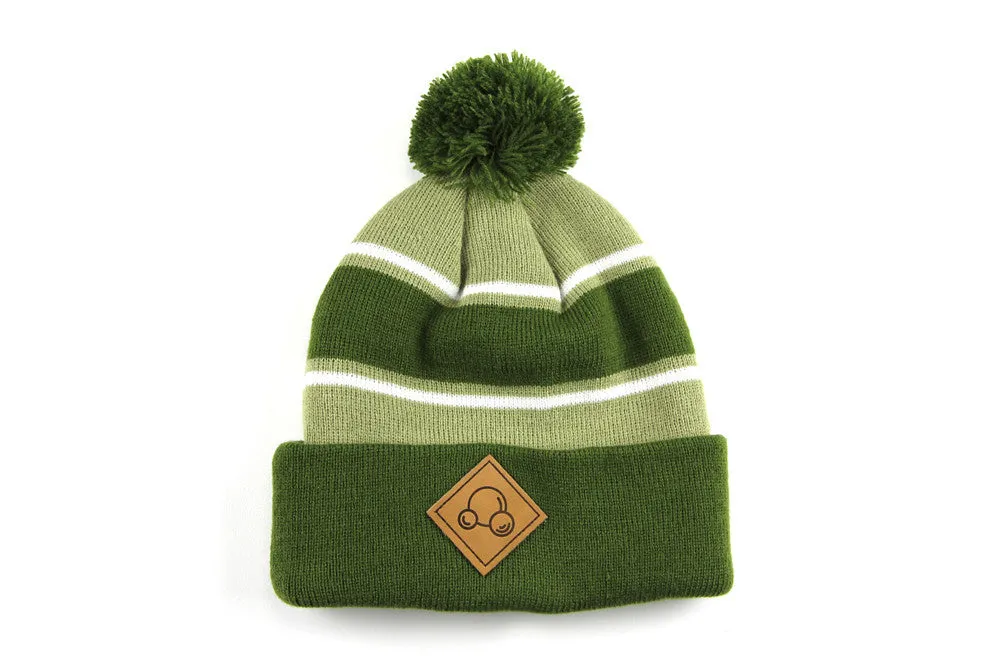 BUBBLE PATCH POM BEANIE - OLIVE