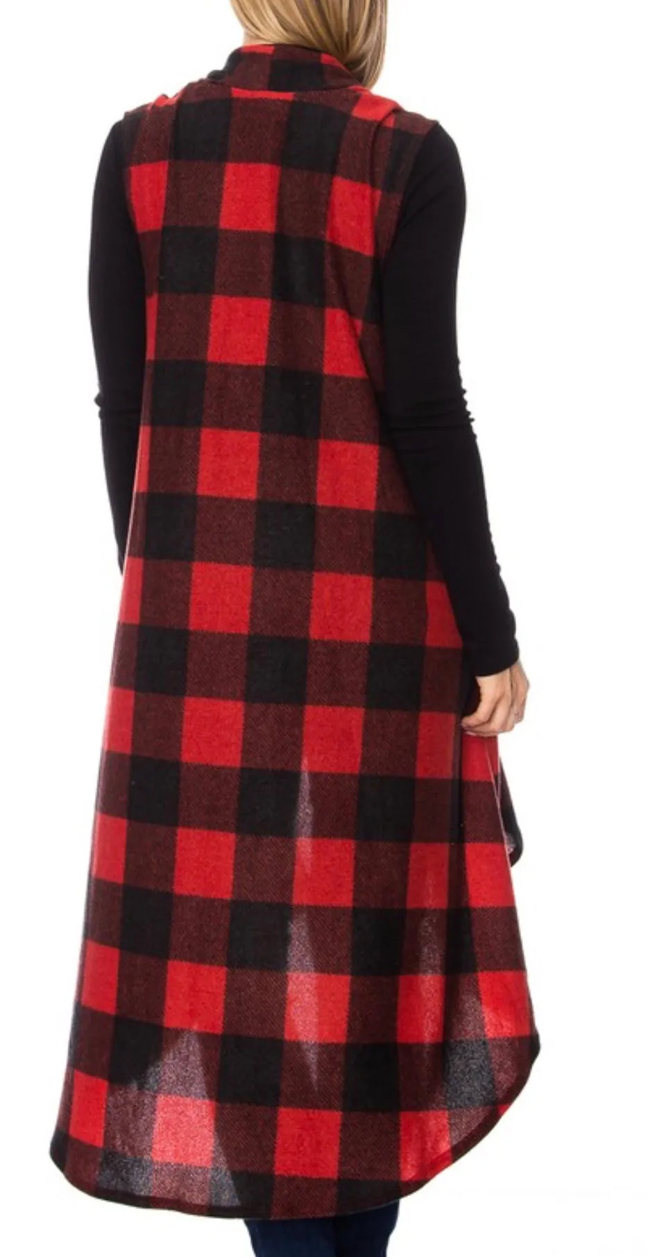 Buffalo Check Sleeveless Cardigan