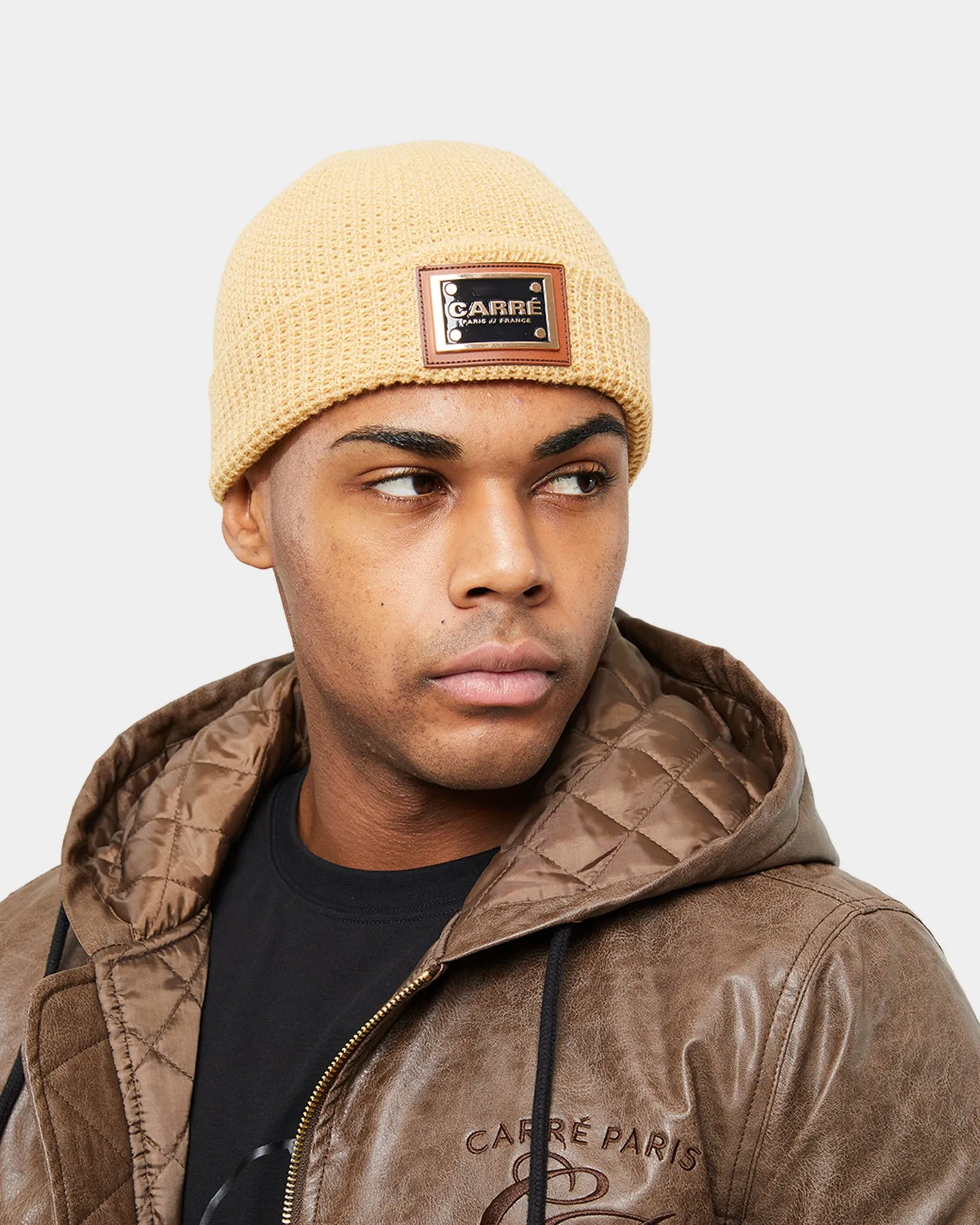 Carre Le Plaque Waffle Beanie Light Stone