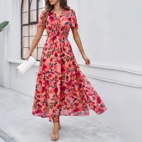 CASUAL PRINT DRESS WITH WAIST_CWDMD1953