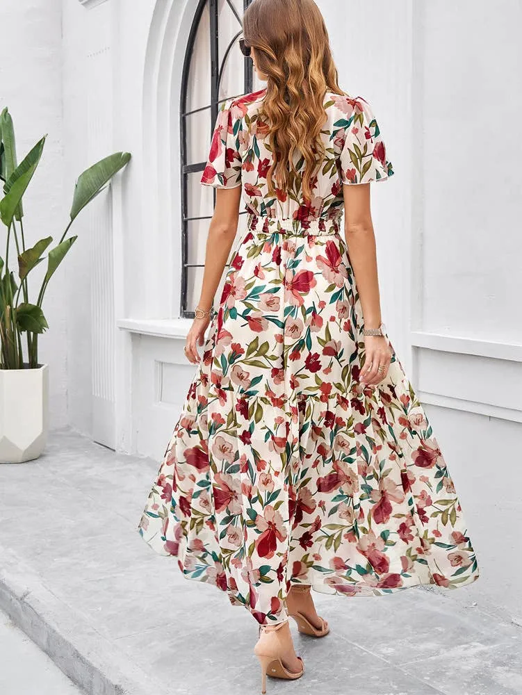 CASUAL PRINT DRESS WITH WAIST_CWDMD1953