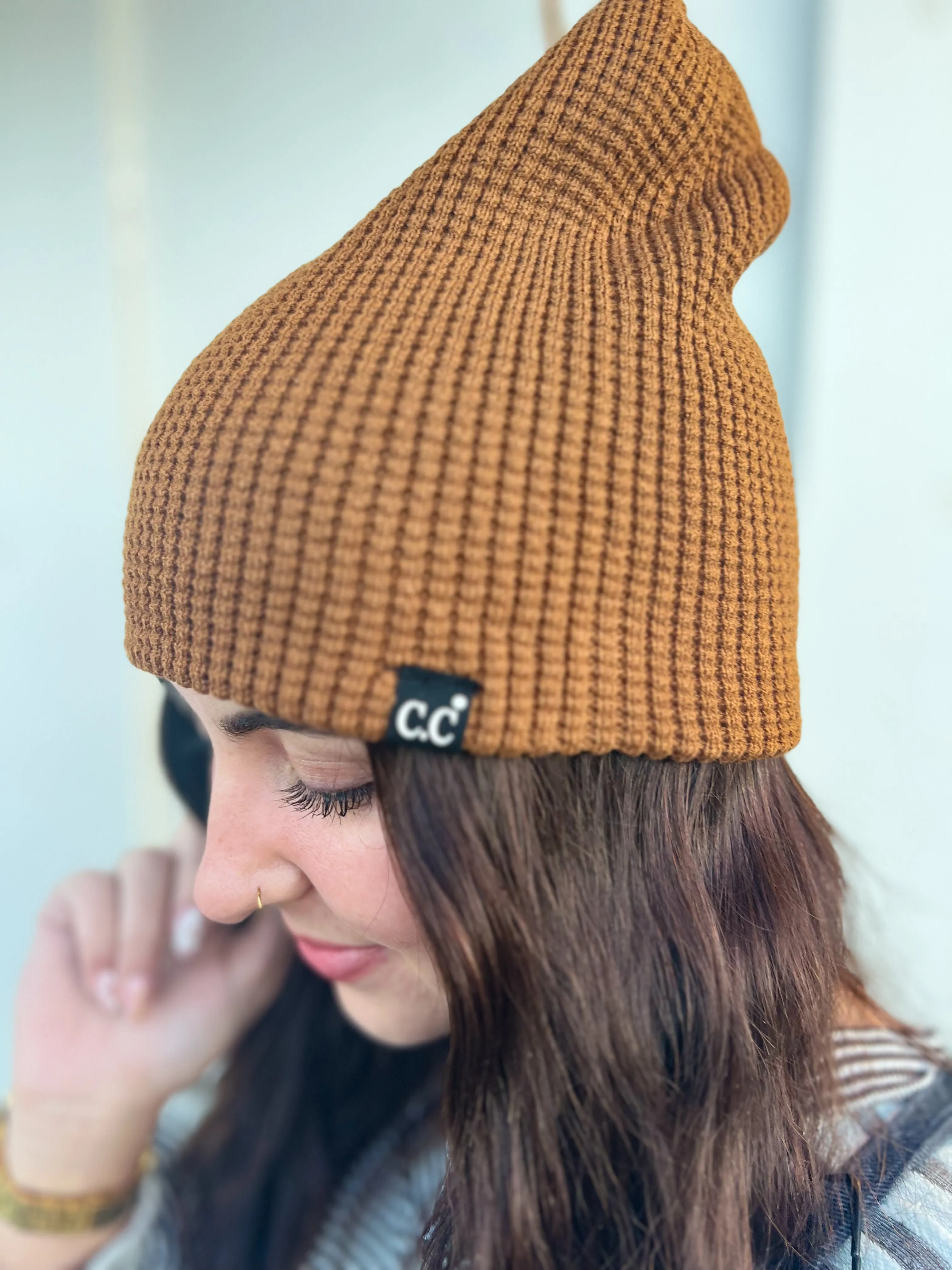 CC Waffle Knit Beanie- Choc. Brown