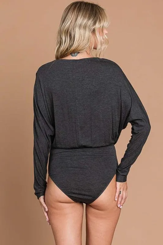 Charcoal Plus Surplice Dorman Sleeve Bodysuit