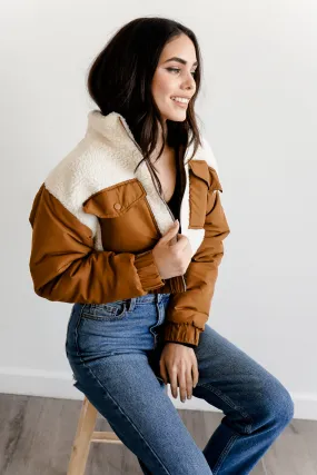 Colorblock Faux Shearling Jacket