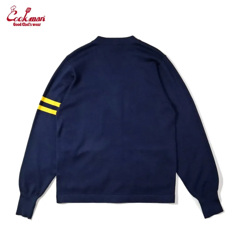 Cookman Knitted Cardigan - Letterman : Navy