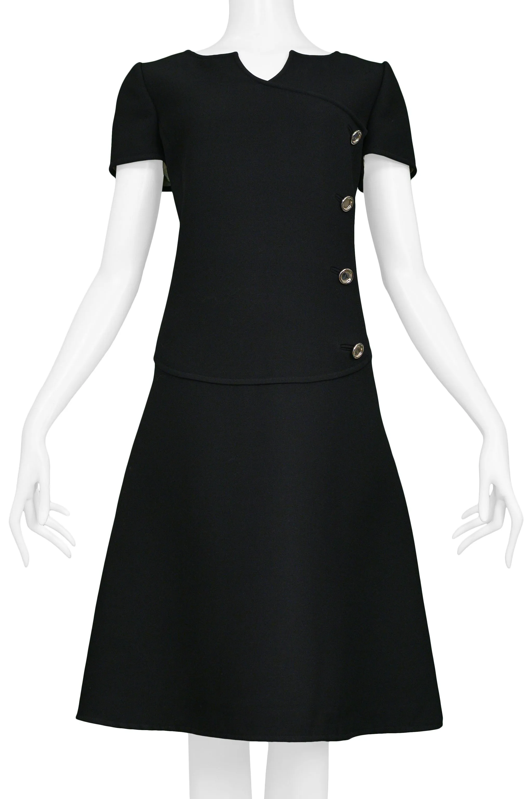 COURREGES BLACK WOOL MOD DRESS