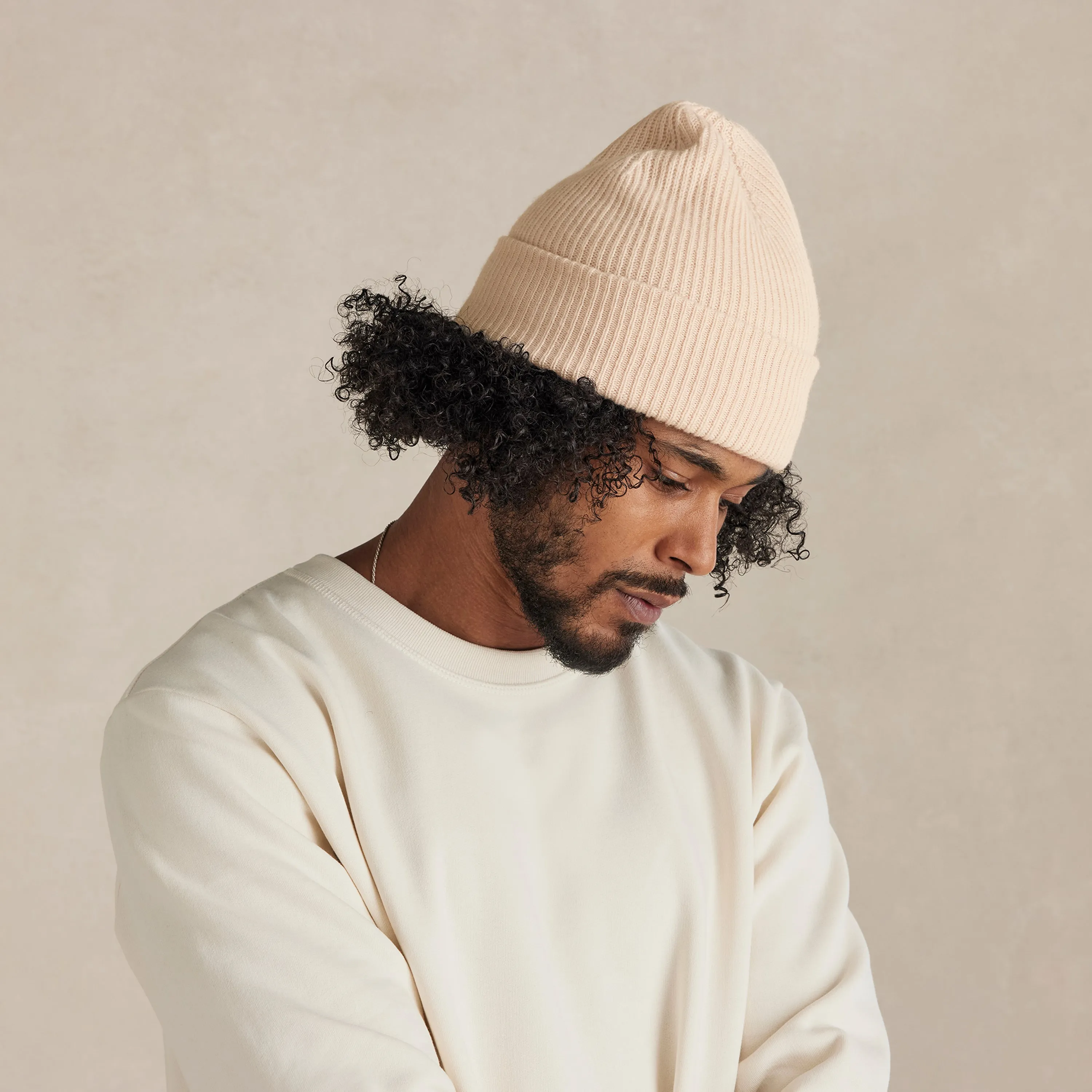 Cream Cashmere Wool Beanie