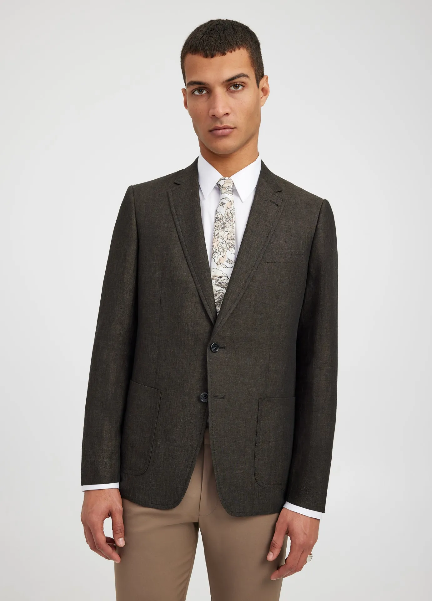 Crossdye Linen Blazer Chocolate