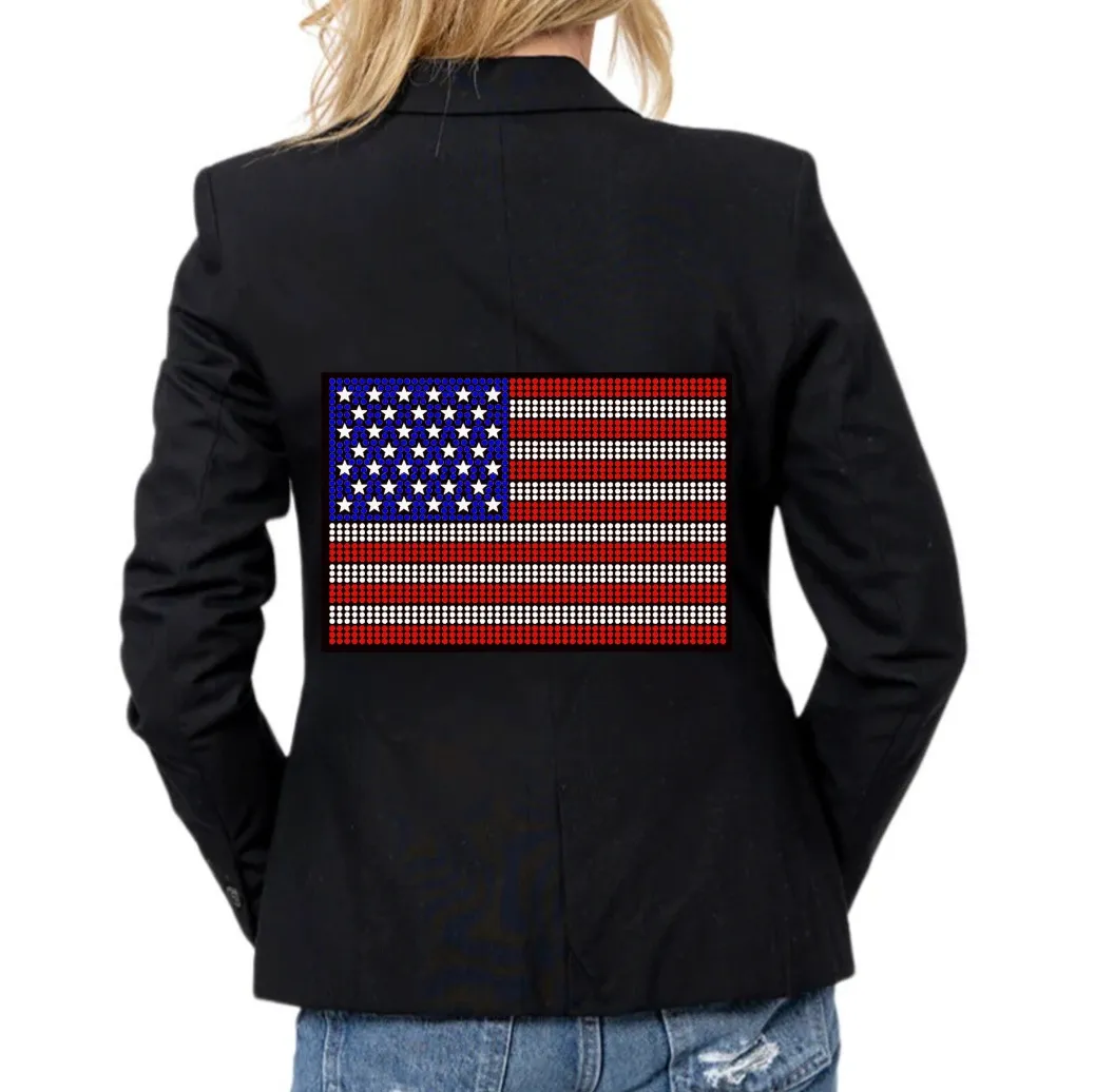 Crystal Usa Flag Sleeve Blazer