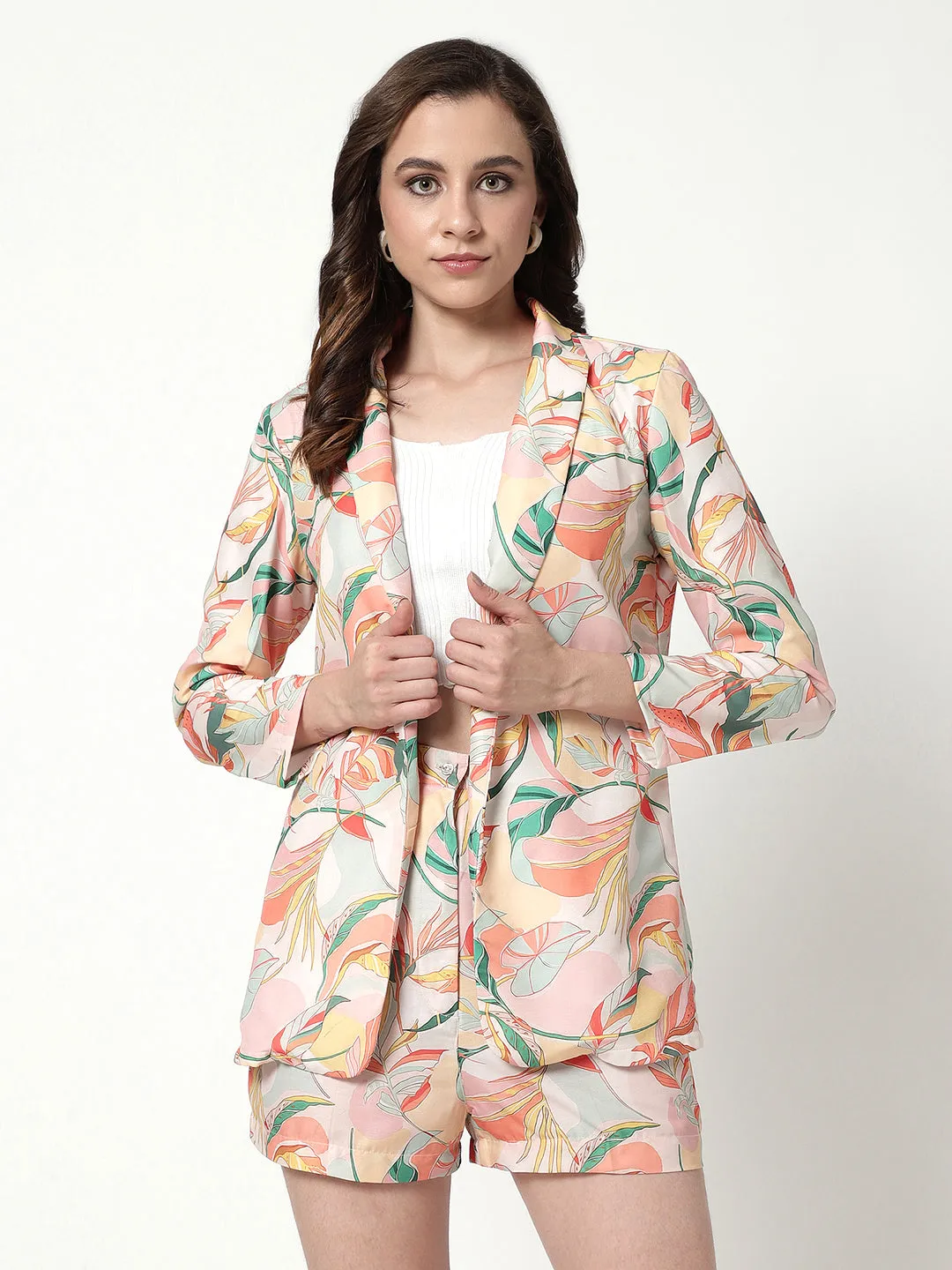 Digital Printed Front Open Blazer