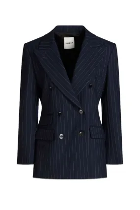 Double-breasted Pinstriped Twill Blazer