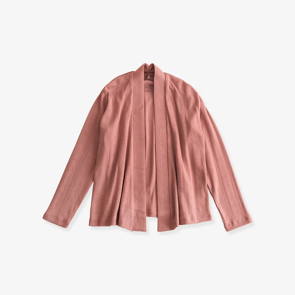 Dusty Rose Pointelle Fly Away Cardigan