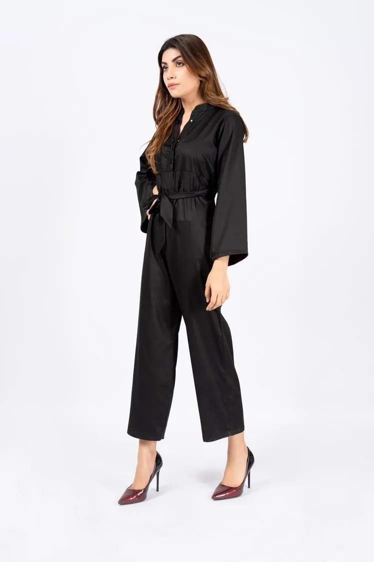 Ellena - Black Belted Jumpsuit