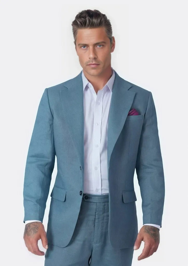 Ellis Koi Blue Linen Jacket