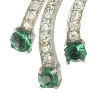 Emerald, Diamanté & Sterling Dress Clip