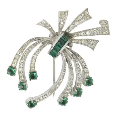 Emerald, Diamanté & Sterling Dress Clip