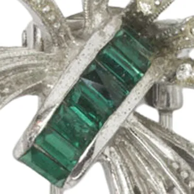 Emerald, Diamanté & Sterling Dress Clip