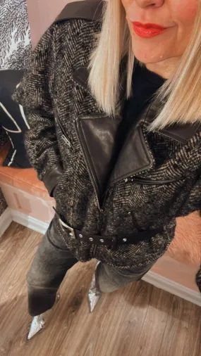 Exaggerated Shoulder Moto Jacket