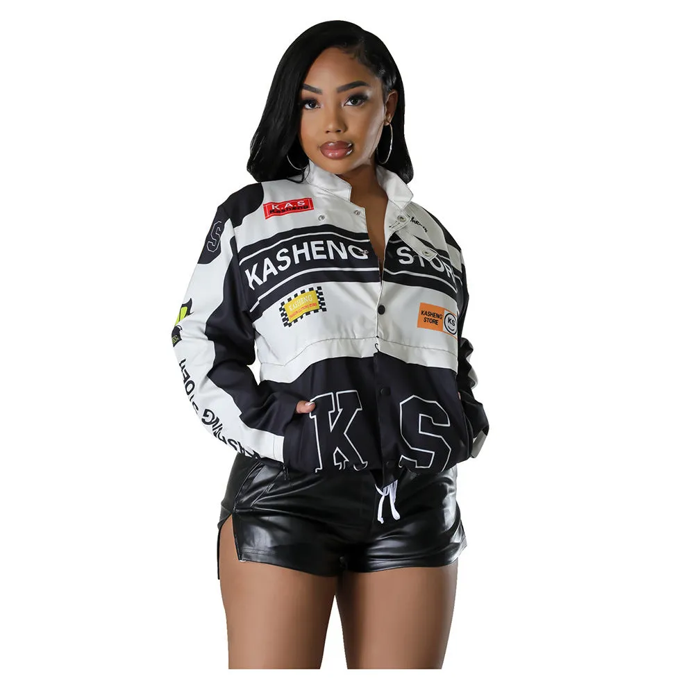 F5035 Detachable Two-Way Wear Motorcycle Jacket Cool Silk Cotton Printing Cardigan Jacket