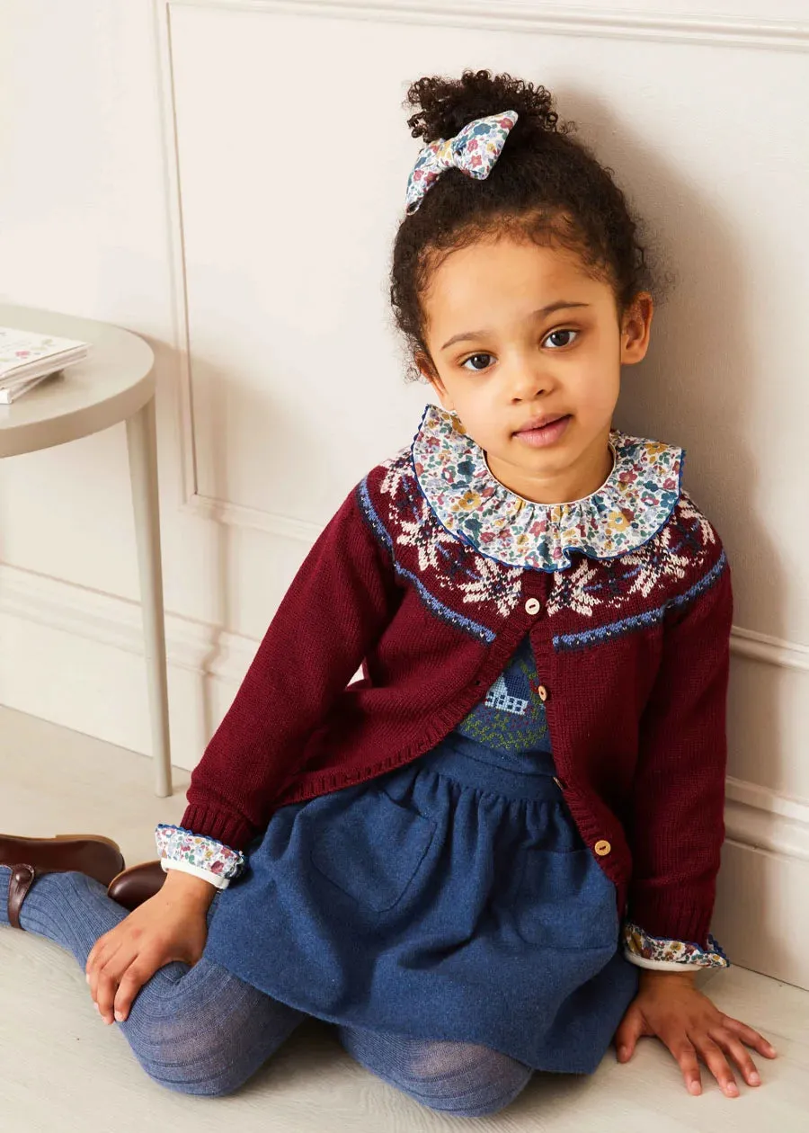 Fair Isle Cardigan in Burgundy (12mths-10yrs)