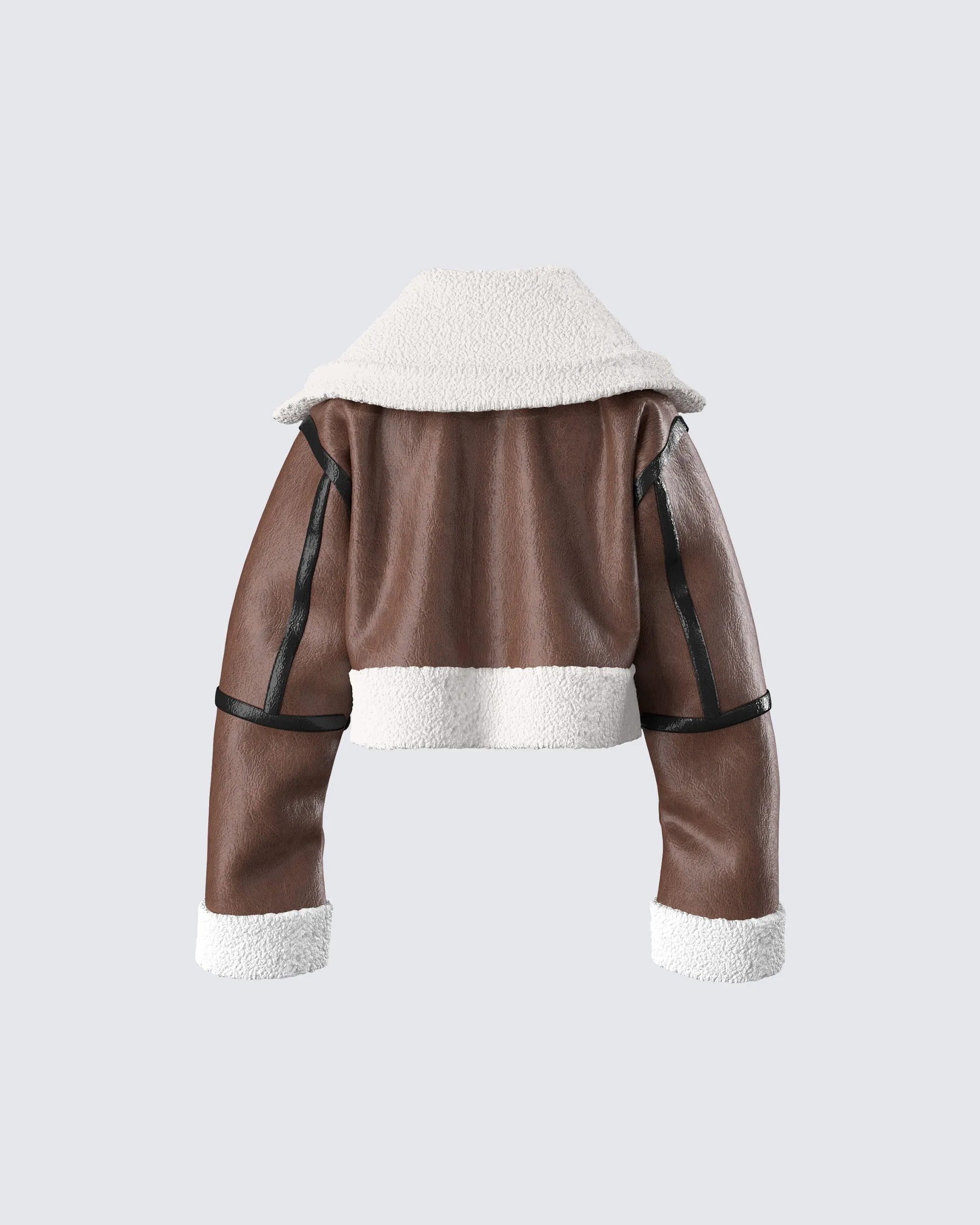 Farah Brown Vegan Leather Bomber