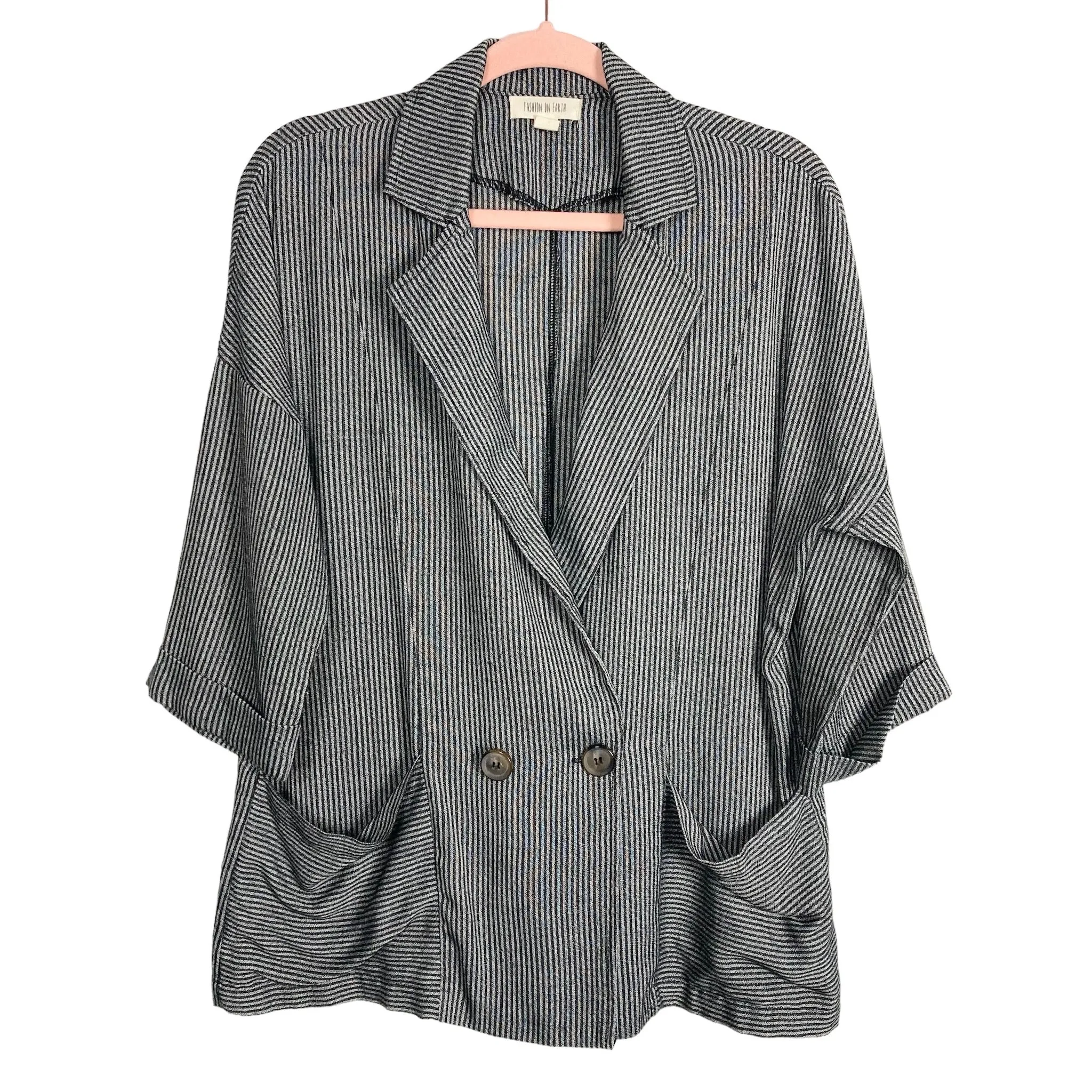 Fashion on Earth Striped Button Front Blazer- Size M