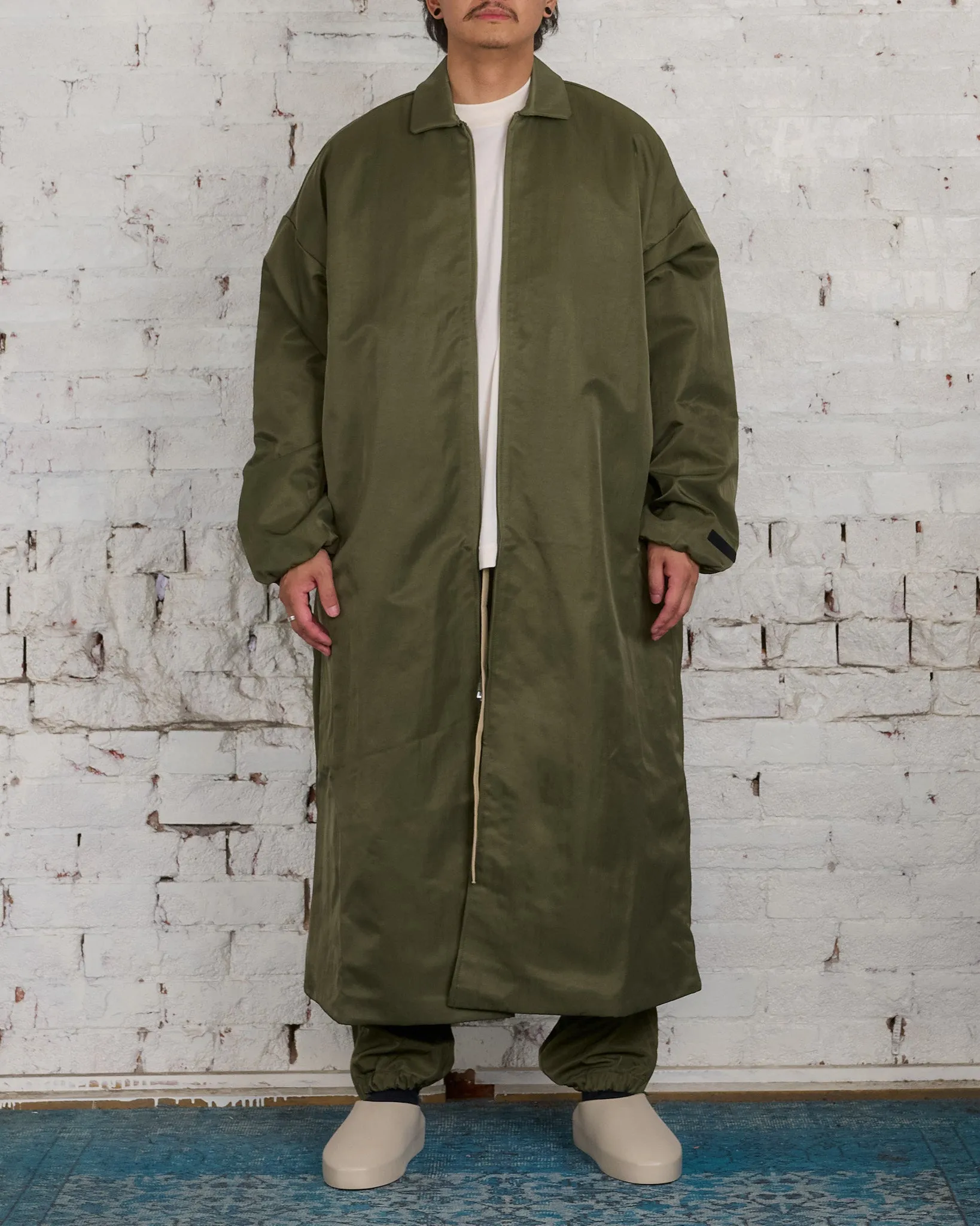 Fear of God Essentials Textured Nylon Trench Coat Military