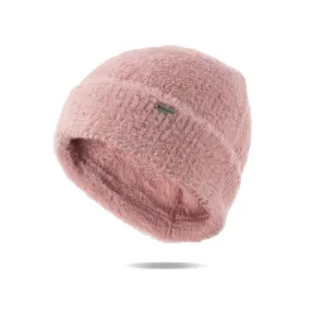 Feather Knit Beanie in Pink