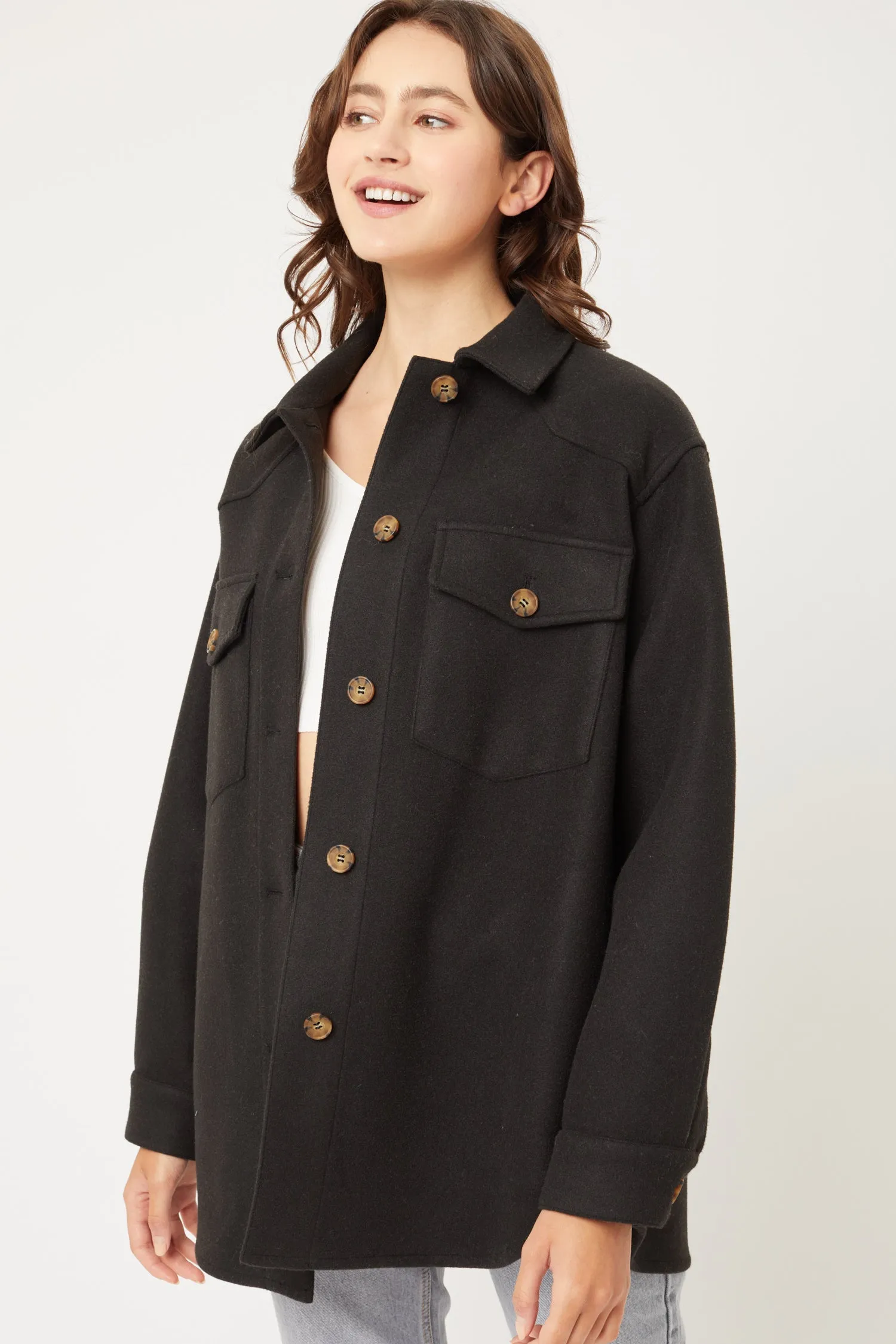 Fleece Oversized Shirt Jacket