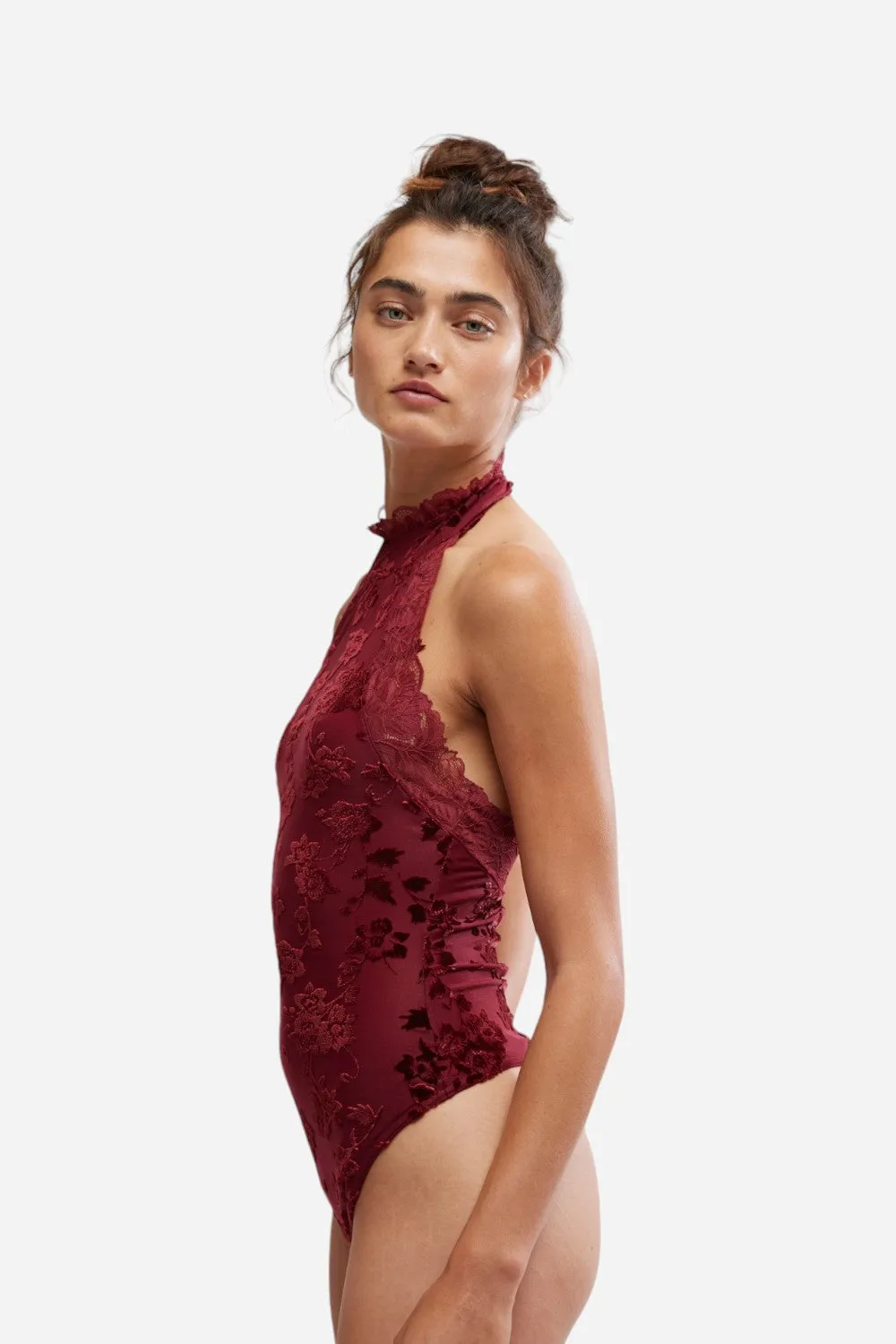 Free People Late Night Bodysuit in Wine