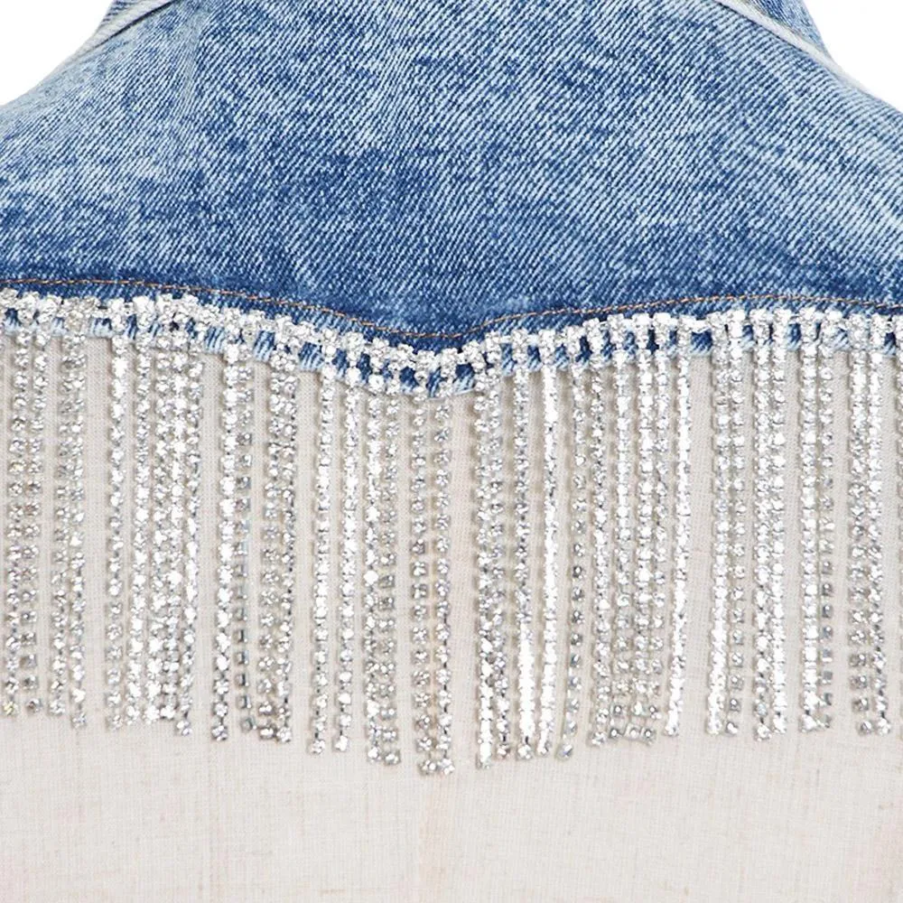 Frinjar Heart Fringe Denim Jacket