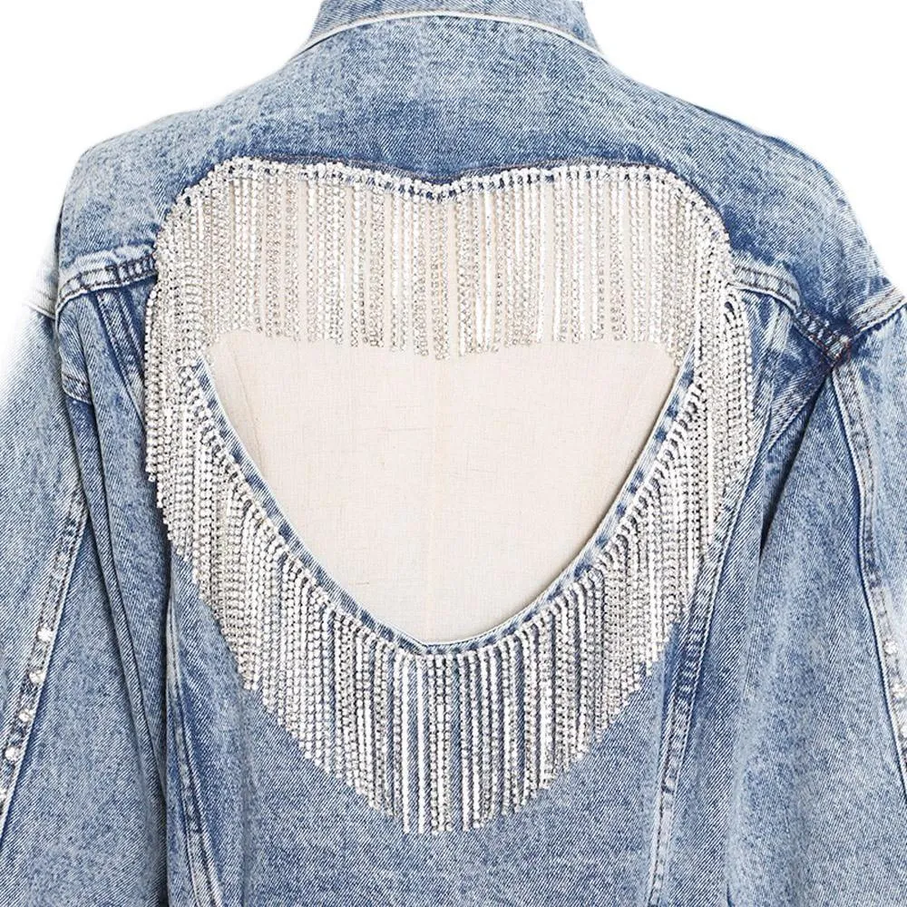 Frinjar Heart Fringe Denim Jacket