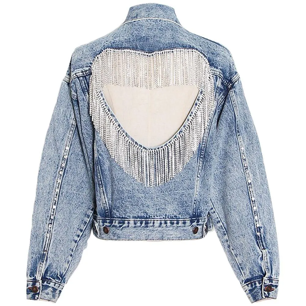 Frinjar Heart Fringe Denim Jacket